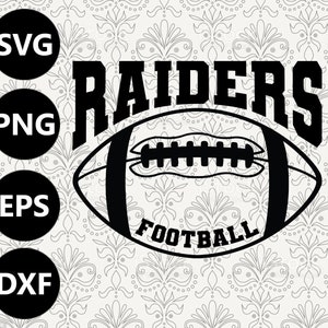 File vettoriale in formato svg della silhouette della squadra di football dei Raiders per il taglio con Cricut, file in formato PNG e SVG per magliette, file in vinile tagliato