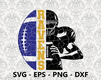 Ravens Distressed Half Hand svg, eps, png, dxf, pdf, layered file, Ready For Silhouette Cricut and Sublimation, Svg Files