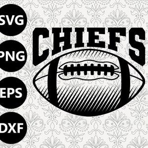 Chiefs Football Shading Silhouette Team Clipart Vektor svg Datei zum Schneiden mit Cricut, Sublimation Png und Svg für Shirts