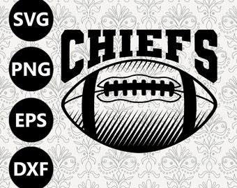 Chiefs Football Shading Silhouette Team Clipart vector svg file for cutting with Cricut, Sublimation Png and Svg for Shirts