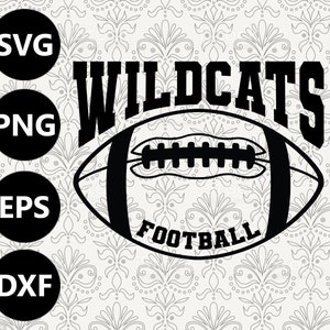 Wildcats Football Silhouette Team Clipart vector svg file for cutting with Cricut, Sublimation Png and Svg for Shirts, Vinyl Cut File
