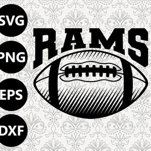 Rams Football Shading Silhouette Team Clipart Vektor svg Datei zum Schneiden mit Cricut, Sublimation Png und Svg für Shirts
