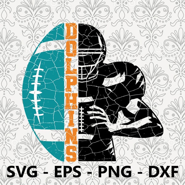 Dolphins Distressed Half Hand svg, eps, png, dxf, pdf, layered file, Ready For Silhouette Cricut and Sublimation, Svg Files