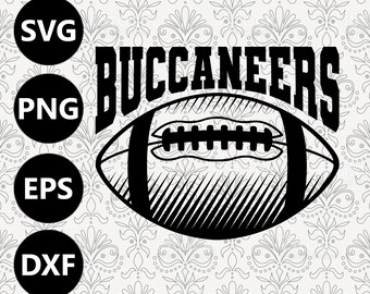 File vettoriale in formato svg della squadra di football dei Buccaneers, sagoma di ombreggiatura, clipart per il taglio con Cricut, sublimazione PNG e SVG per magliette