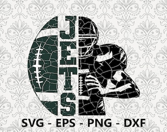 Jets Distressed Half Hand svg, eps, png, dxf, pdf, layered file, Ready For Silhouette Cricut and Sublimation, Svg Files