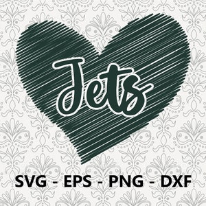 Jets Football Love SVG, EPS, PNG, DXF, PDF, gelaagd bestand, klaar voor silhouet Cricut en sublimatie, SVG-bestanden