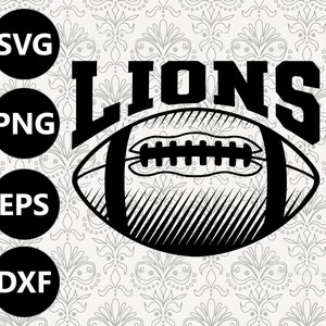 Lions Football Shading Silhouette Team Clipart Vektor svg Datei zum Schneiden mit Cricut, Sublimation Png und Svg für Shirts