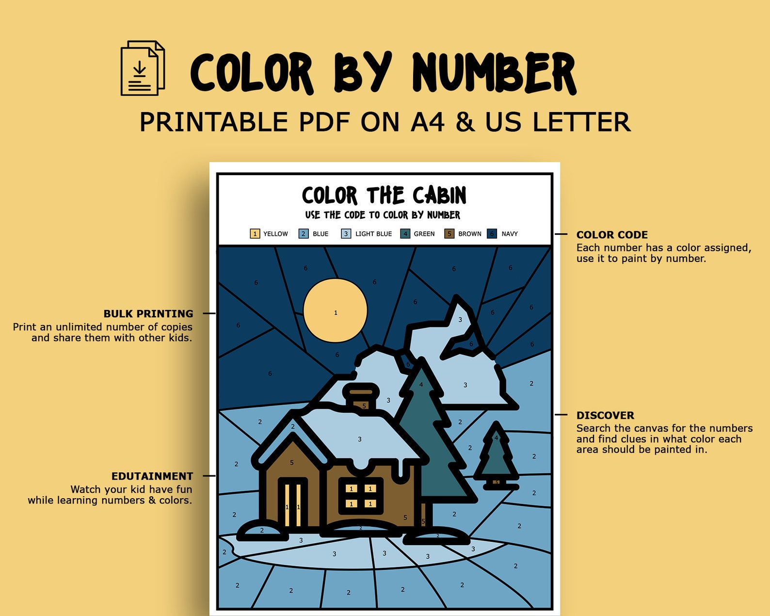 Printable Color by Number Pages for Kids Preschool Coloring | Etsy