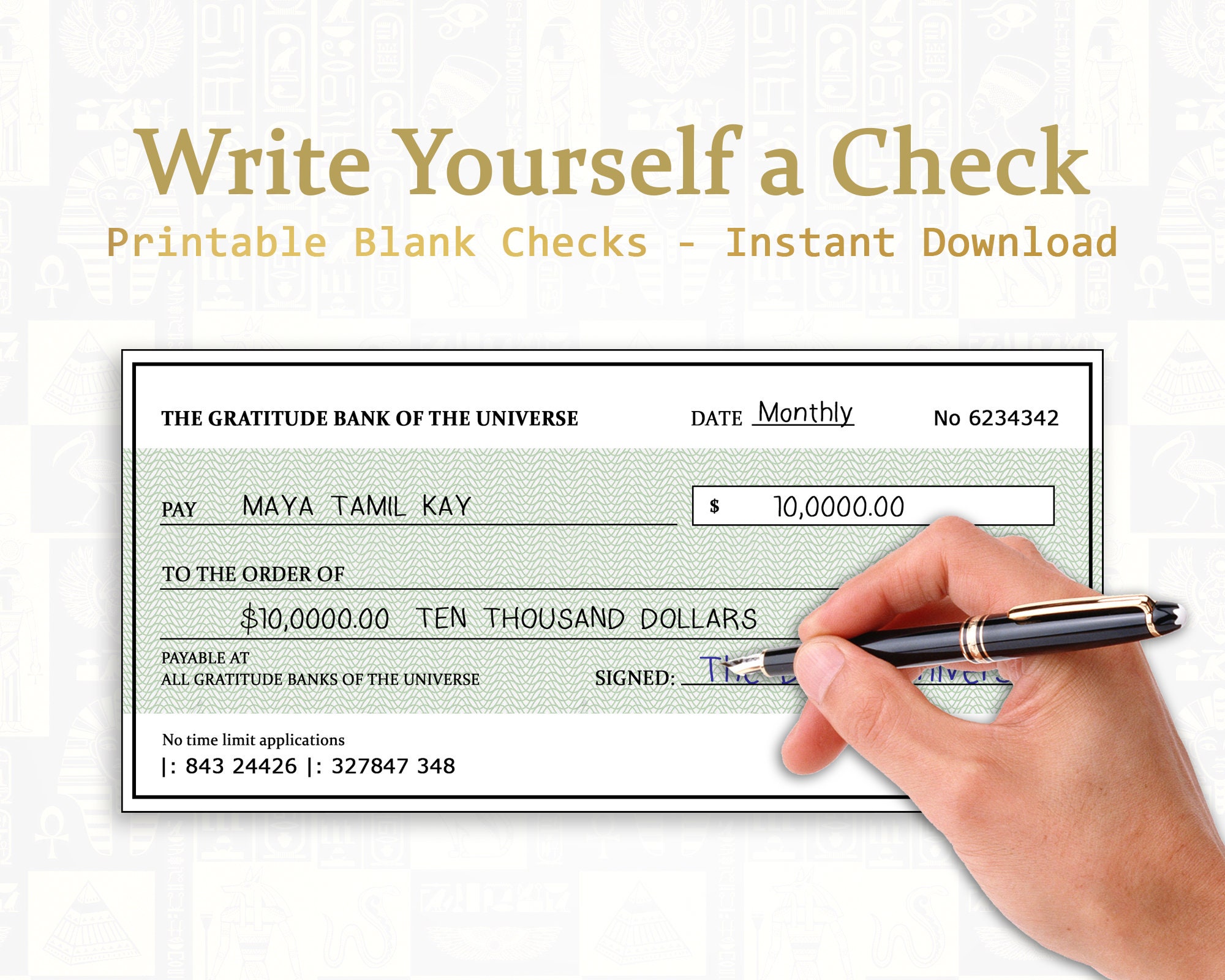 Printable Blank Check Money Manifestation Check Law of  Etsy Intended For Blank Cheque Template Uk