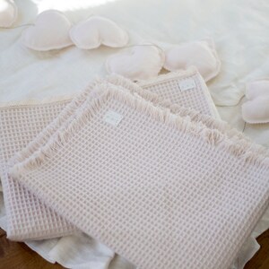 Natural Cotton Waffle Baby Blanket, Organic Soft Newborn Tassel Blankets, Throw Swaddle Bedding, Babies Wrap Towel, Boho Kids Toddler Gift image 7