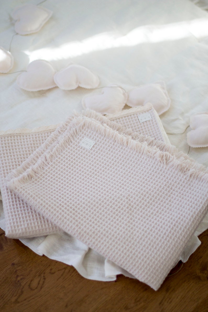 Natural Cotton Waffle Baby Blanket, Organic Soft Newborn Tassel Blankets, Throw Swaddle Bedding, Babies Wrap Towel, Boho Kids Toddler Gift image 7