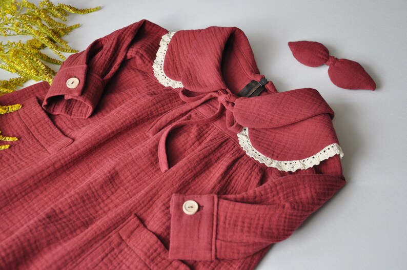 Maroon Muslin Baby Frock – Soft & Stylish with Wooden Buttons