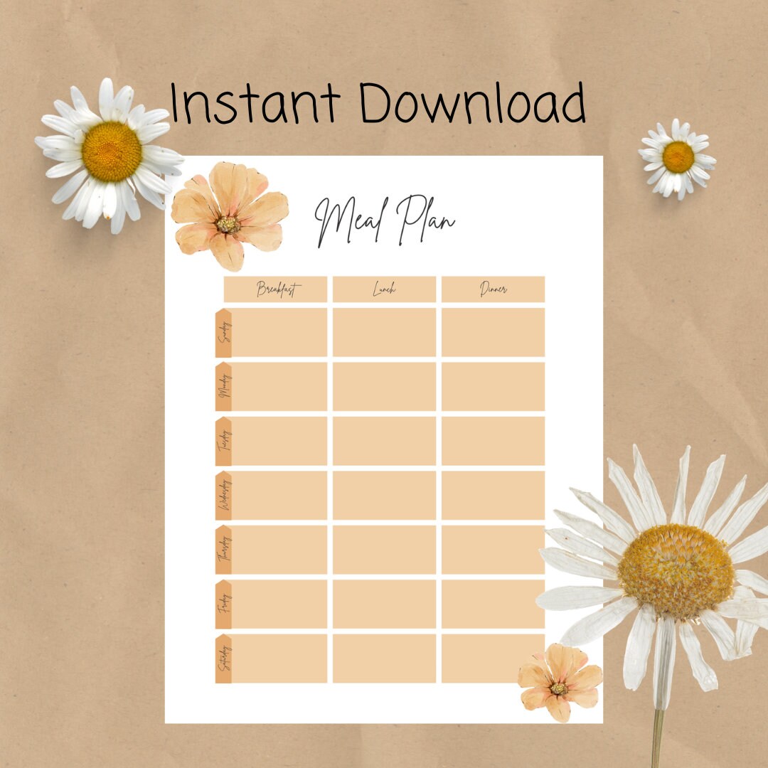 Floral Weekly Meal Planner PDF Meal Planning Template Beautiful One ...