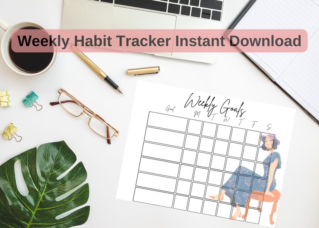 Minimalist Weekly Goals Planner, Productivity Tracker (PDF Printable ...