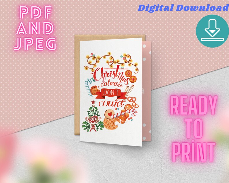 Printable Christmas Cards  Digital Download  Merry Christmas image 3