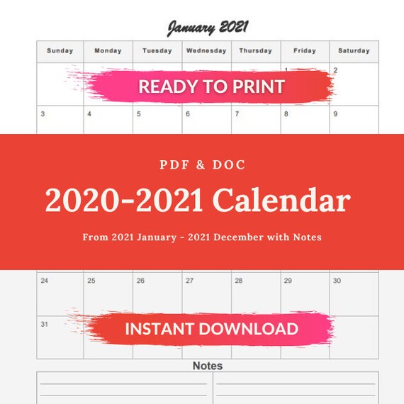 Printable Calendar 2021 | January 2021 - December 2021 Printable Calendar Template | printable calendar monthly planner