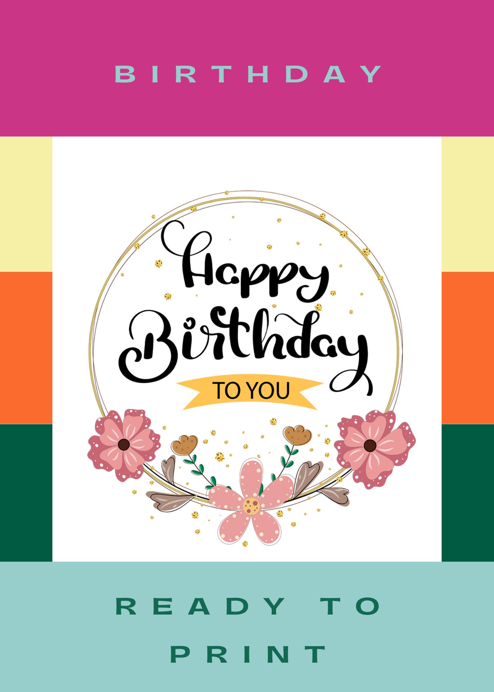 Printable Happy Birthday Card Download Birthday Card Etsy