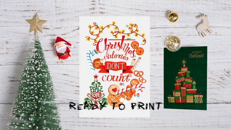 Printable Christmas Cards  Digital Download  Merry Christmas image 1