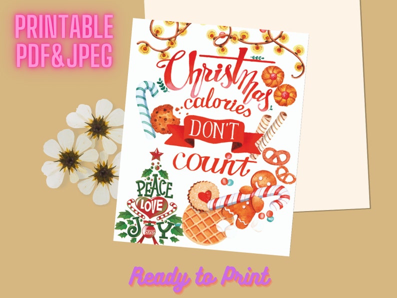 Printable Christmas Cards  Digital Download  Merry Christmas image 2
