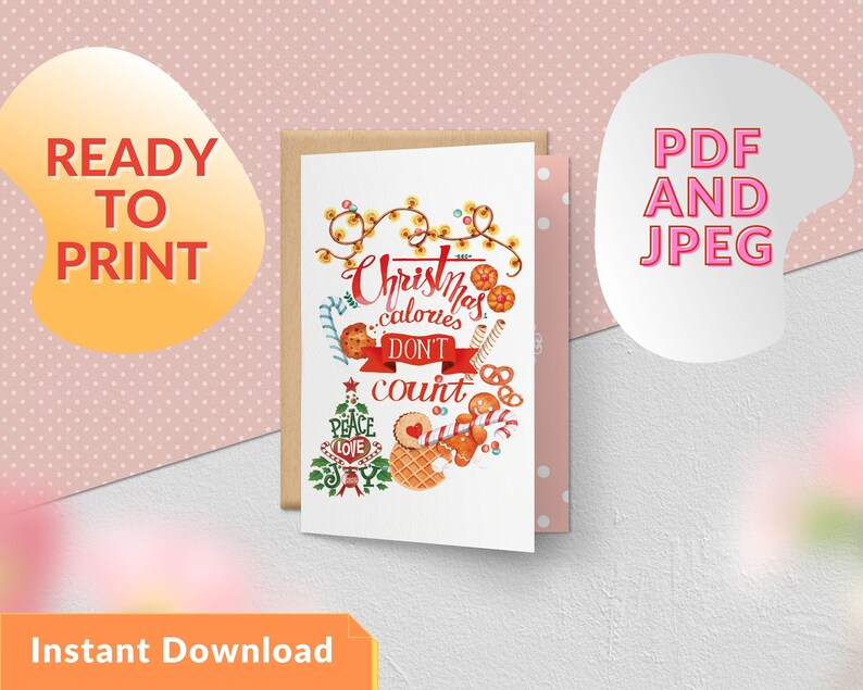 Printable Christmas Cards  Digital Download  Merry Christmas image 0