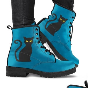 Blue Cat Boot Shoes, Women's Boots, Vegan Leather Combat Boots, Classic Boot, Casual Boots Vegan Leather Boots