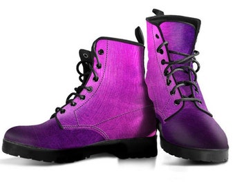 Pink Purple Boots, Purple Shoes, Women's Boots, Vegan Leather Combat Boots, Classic Boot, Pink Purple Pattern , Casual Boots Women