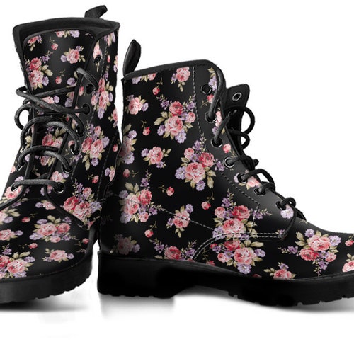 floral print combat boots