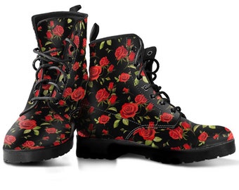 Combat boots with roses Clearance