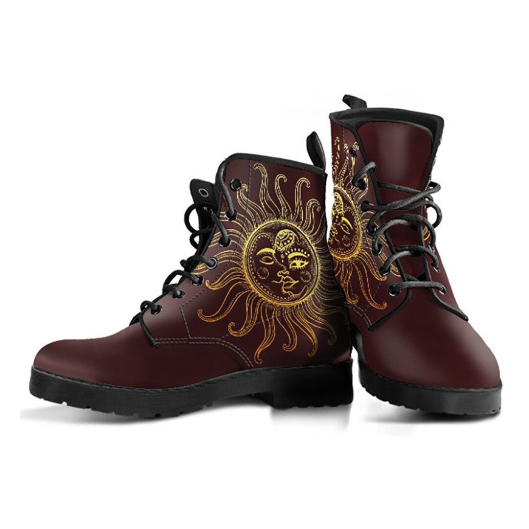 Sun Cute Pattern Print Men Women Leather Boots main image 1