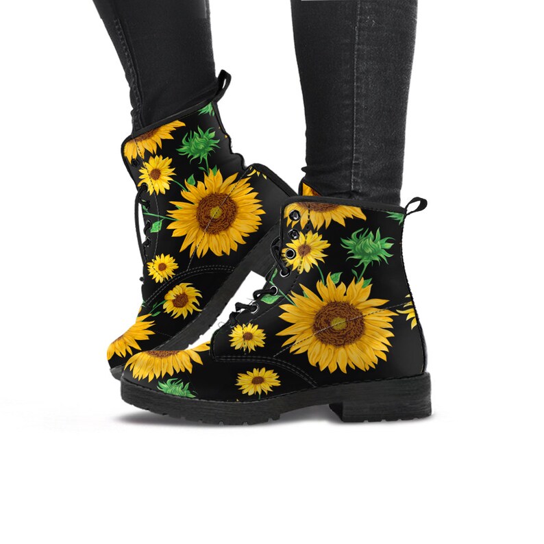 Sunflower Boots Sunflower Shoes Women's Boots Vegan Etsy