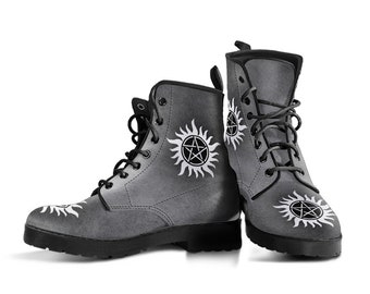 Custom Design Supernatural Boots, Womens Boot Shoes, Women's Boots, Vegan Leather Combat Boots, Classic Boot, Casual Boots Vegan Leather