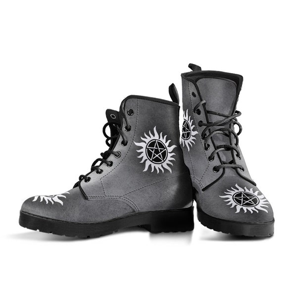 Custom Design Supernatural Boots, Womens Boot Shoes, Women's Boots, Vegan Leather Combat Boots, Classic Boot, Casual Boots Vegan Leather