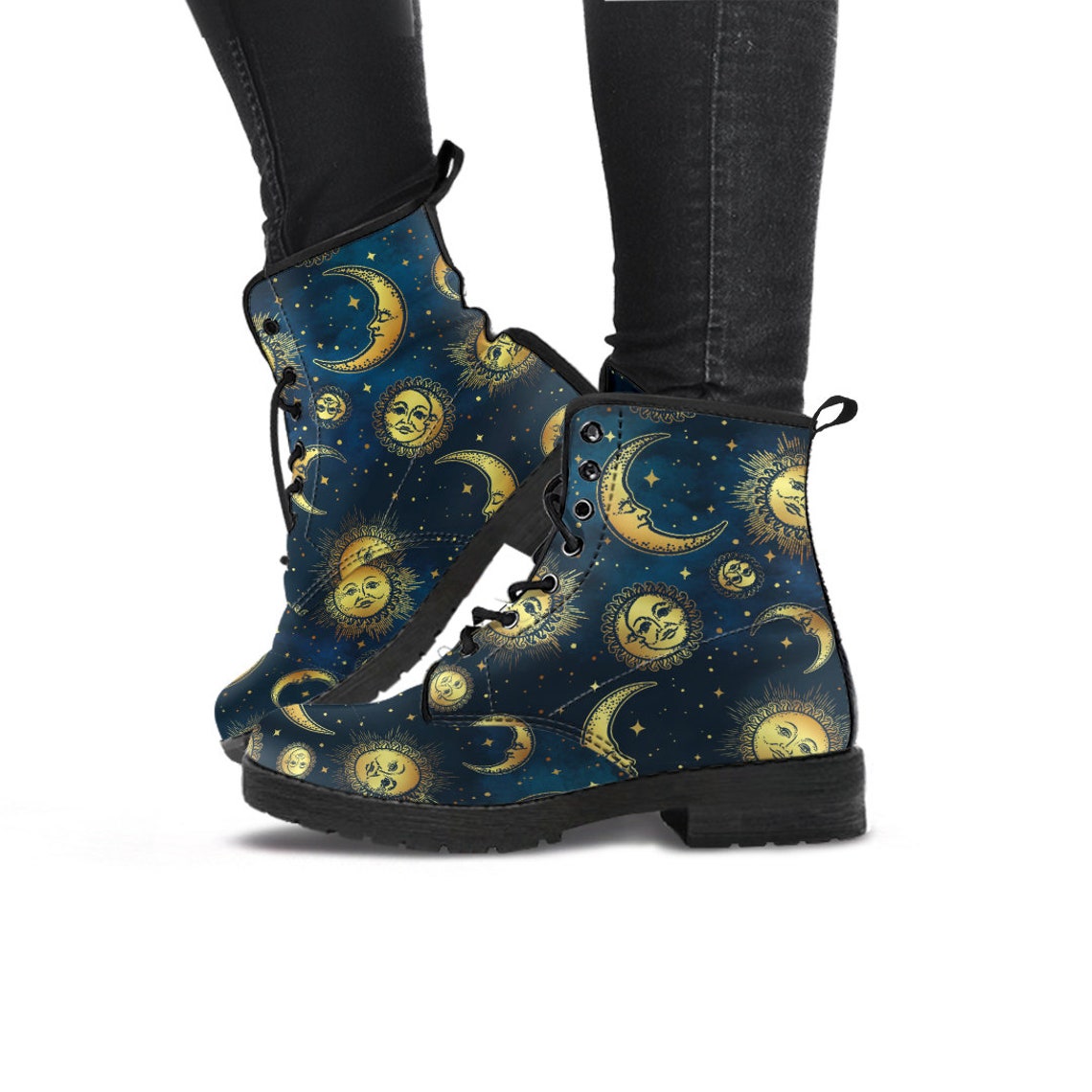 Galaxy Moon Boots Womens Boots Vegan Leather Cool Boots Etsy