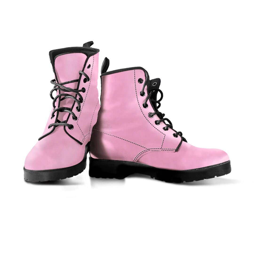 Pink Combat Boots Vegan Leather Boots Combat Boots Blush Pink Shoes