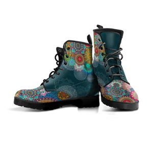 Colorful Mandala Boots, Womens Boot Shoes, Women's Boots, Vegan Leather Combat Boots, Classic Boot, Casual Boots Vegan Leather image 1