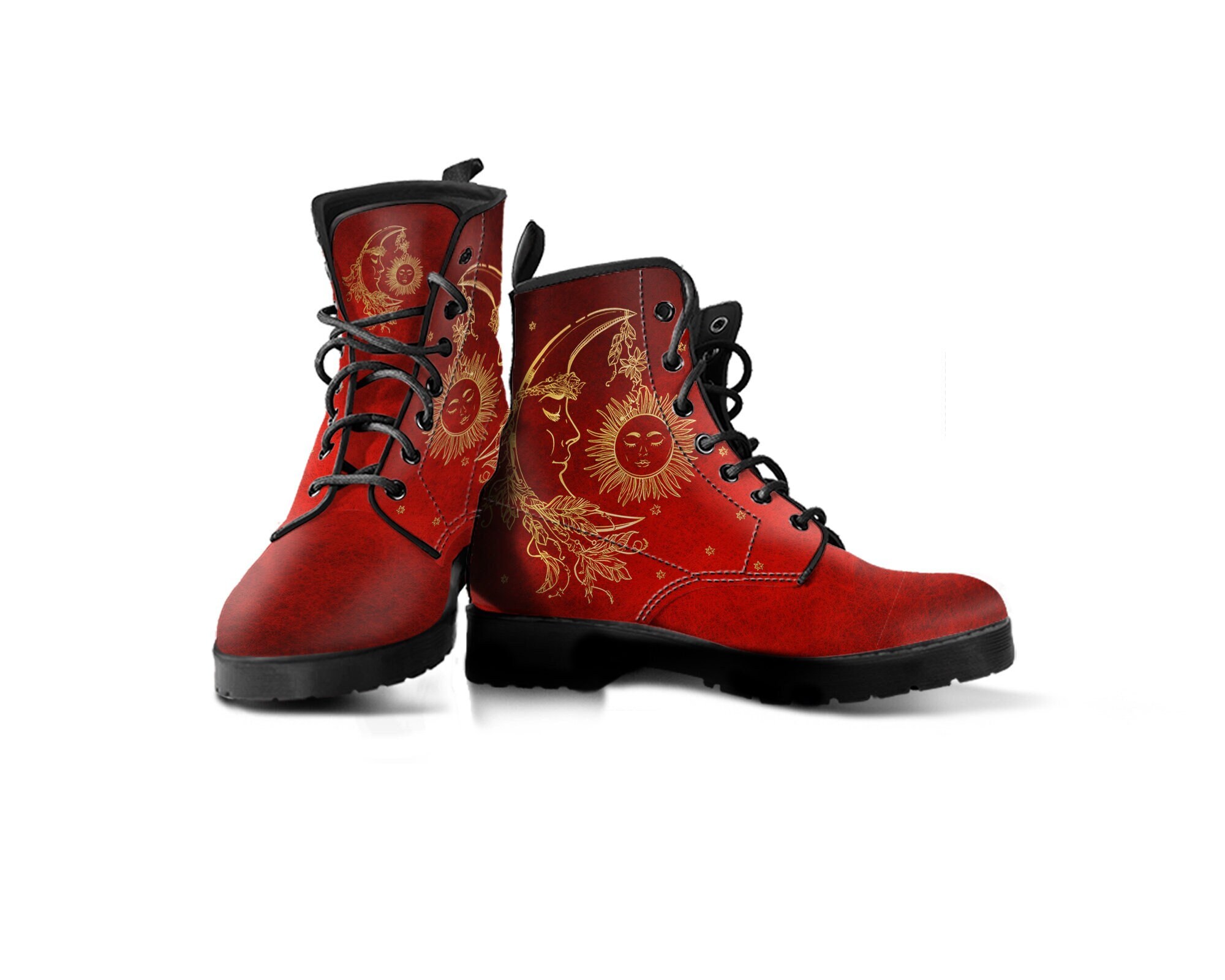 Red Sun Moon Boots Sun Moon Shoes Vegan 