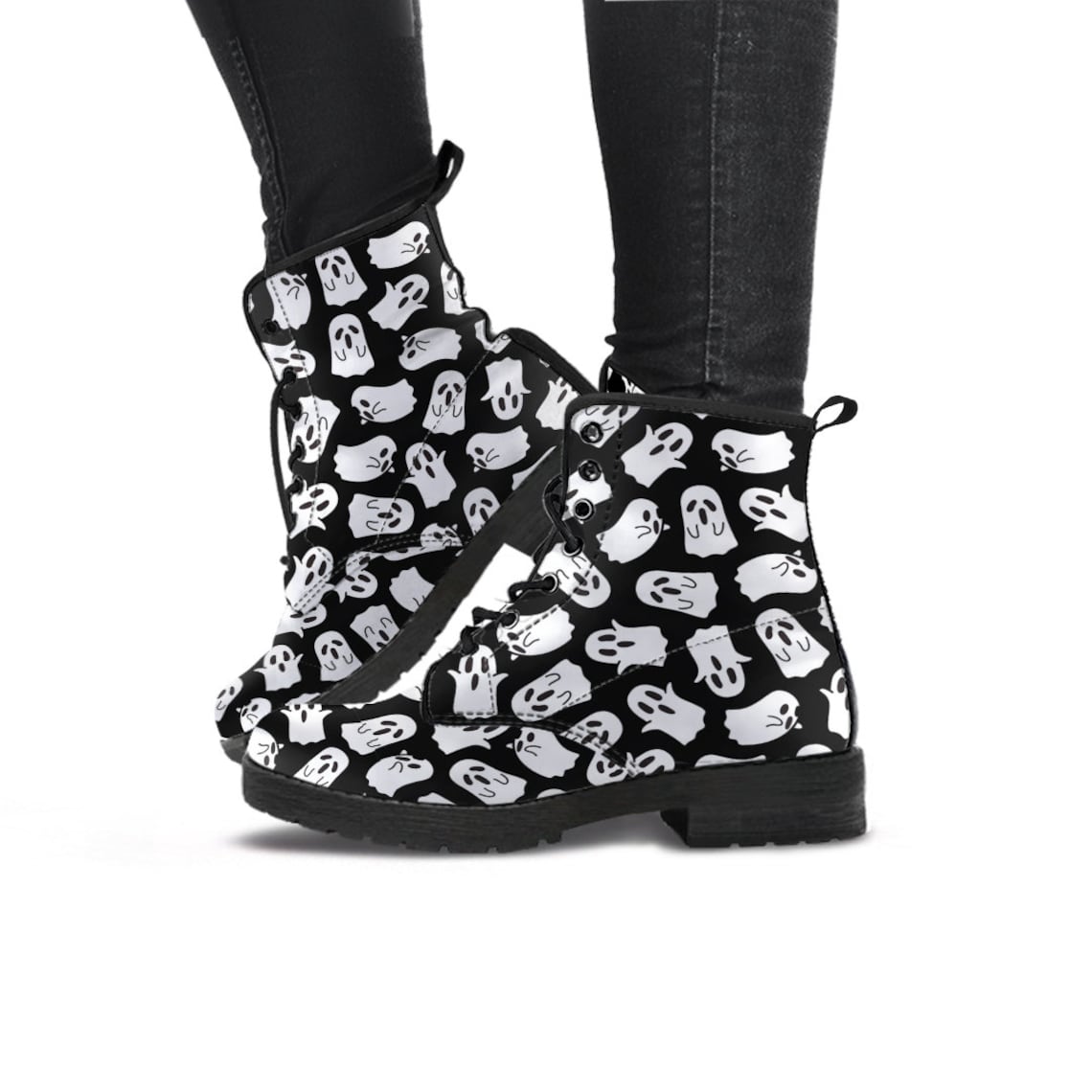 Cute Ghost Boots Ghost Print Boots Women's Boots Vegan Etsy