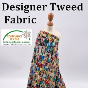 Designer Italian Woven colorful tweed fabric - 6195, fashion tweed fabric, coat dress tweed fabric for wedding, by the yard