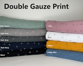 Double Gauze Muslin Fabric anchors print Muslin Double Gauze fabric muslin cotton Printed muslin Natural fabrics for baby 100% cotton fabric