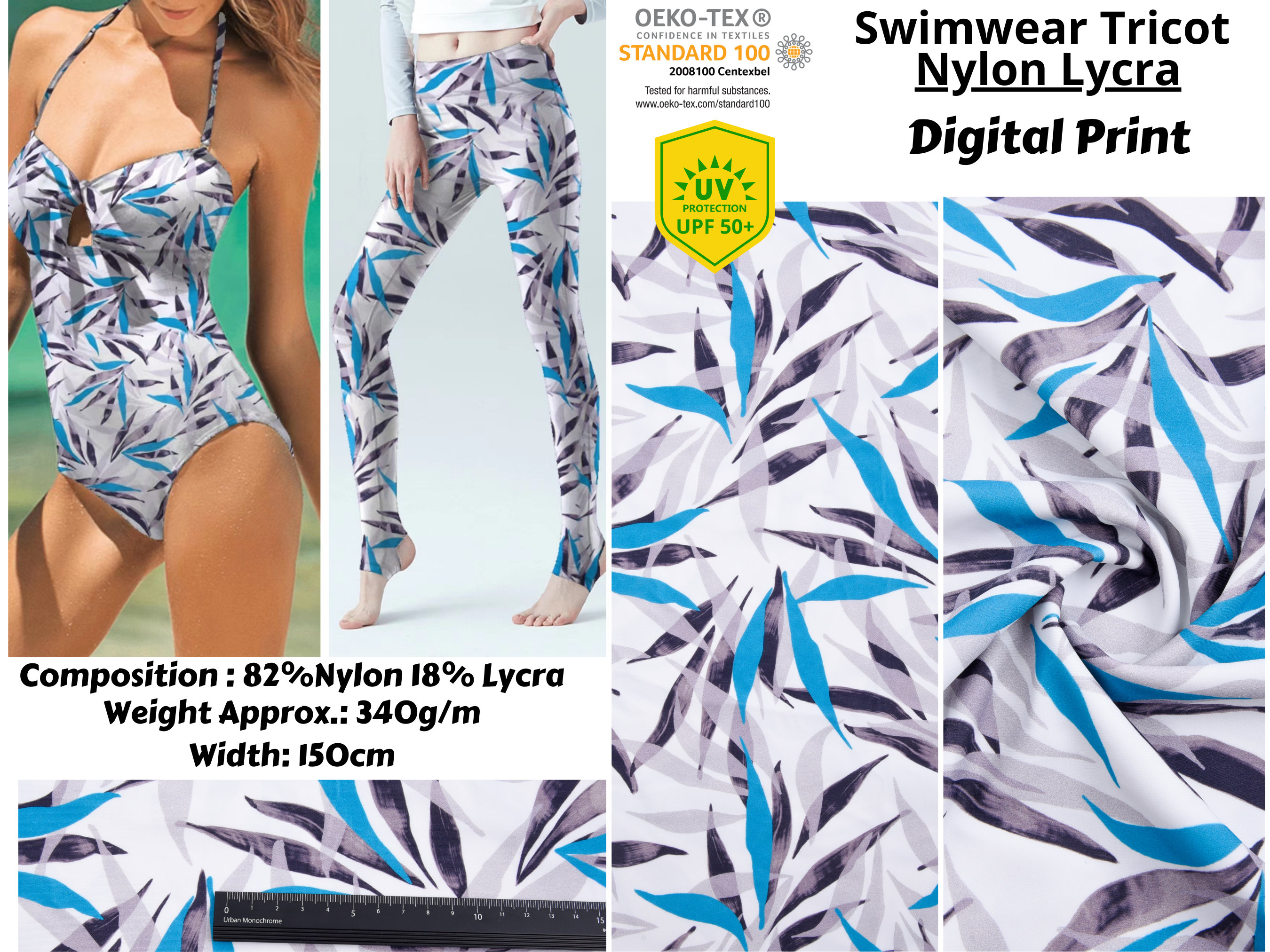 Nylon Lycra Spandex Swimwear/Activewear Fabric 56-58 Wide by The Yard  (White)