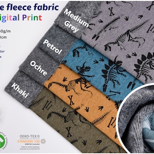 Alpine Fleece Dinosaur Bones Print Fabric, sweatshirt fabric Alpine fleece , Sweatshirt fabric, hoodie fabric ,sweater fabric