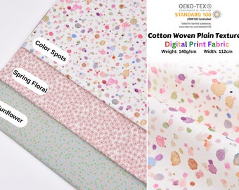 Cotton Woven Plain Textured Digital Print Fabric