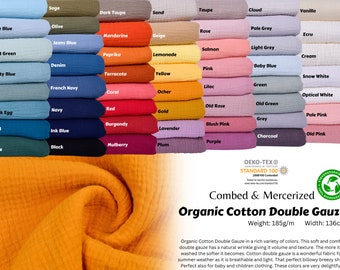 ORGANIC Double Gauze Plain fabric, muslin cotton Natural fabrics for baby 100% cotton fabric