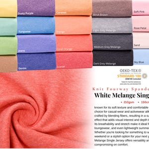 4-Way Stretch Soft Cotton Jersey, White Mélange Knit 4-way Single Jersey Fabric, Cotton Jersey, T-shirt, materiał na sukienki, materiał na legginsy