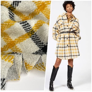 Blended wool Printed Gold/Black Plaid