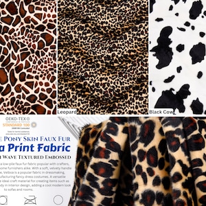Velboa Pony Skin Faux Fur Print Fabric , Faux Fur Fabric Furry Material, Soft Cuddly Animal Luxe Designs