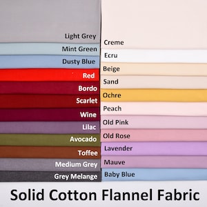 Solid Cotton Flannel Fabric, 58/59 inch,  Assorted Colored Flannel Material
