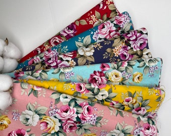 Small Floral Print 100% Cotton Poplin. Flowers, Crafting Cotton, Dressmaking- Fabric