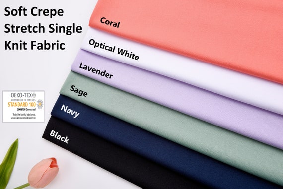 Soft Crepe Stretch Single Knit Elastane Jersey Dress making , sports clothing, Fabric 58"-60" Wide