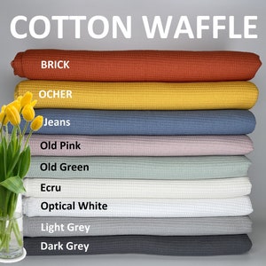 mini waffle fabric cotton fabric Sewing project Turkish Cotton waffle  white color - Great for towels, bedding